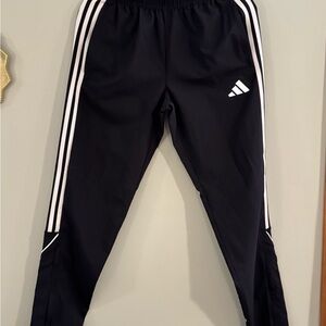 Adidas Men's Black Joggers with Triple White Stripes
